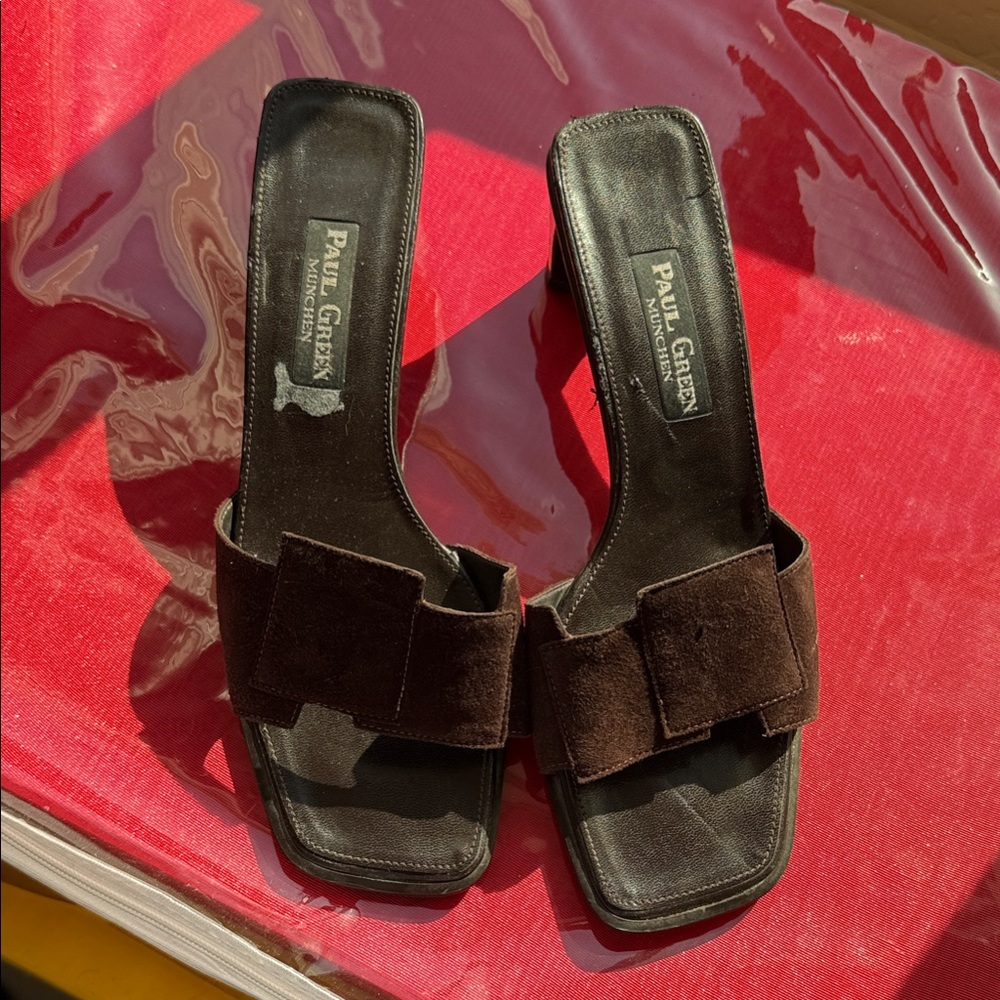 Paul Green Dark Brown Suede Mules